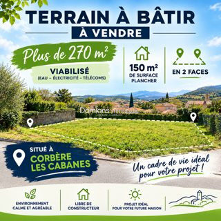 A VENDRE &#8211; CORBERE-LES-CABANES &#8211; TERRAIN A BATIR